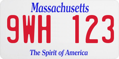 MA license plate 9WH123