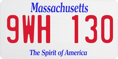 MA license plate 9WH130