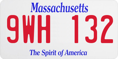 MA license plate 9WH132