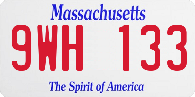 MA license plate 9WH133