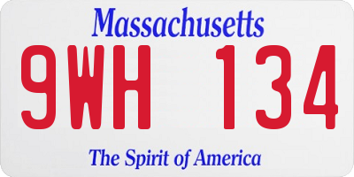 MA license plate 9WH134