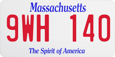 MA license plate 9WH140