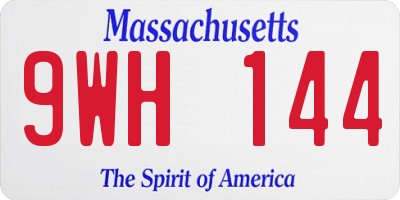 MA license plate 9WH144