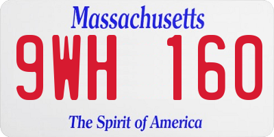 MA license plate 9WH160