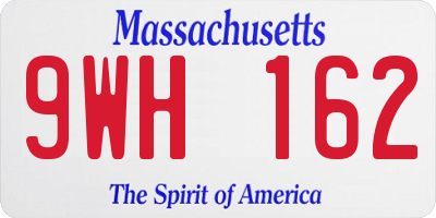 MA license plate 9WH162