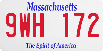 MA license plate 9WH172
