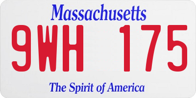 MA license plate 9WH175