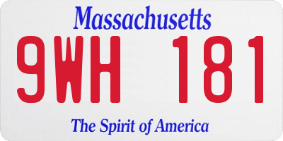 MA license plate 9WH181