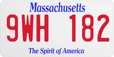 MA license plate 9WH182