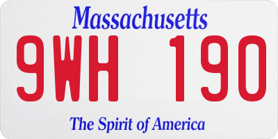 MA license plate 9WH190