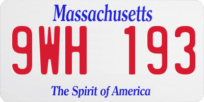 MA license plate 9WH193