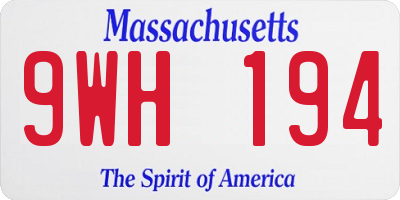 MA license plate 9WH194