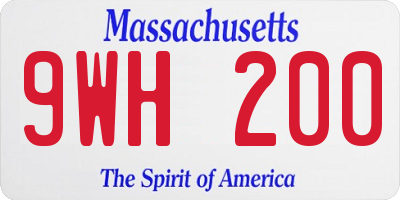 MA license plate 9WH200