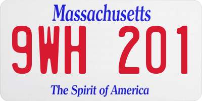 MA license plate 9WH201