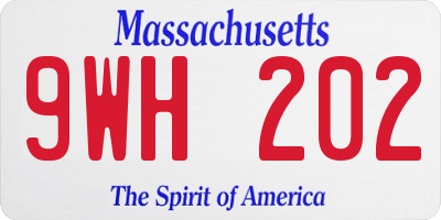 MA license plate 9WH202