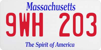 MA license plate 9WH203