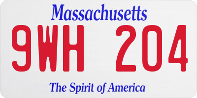 MA license plate 9WH204