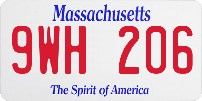 MA license plate 9WH206