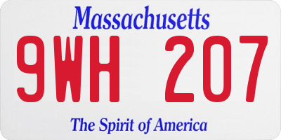 MA license plate 9WH207