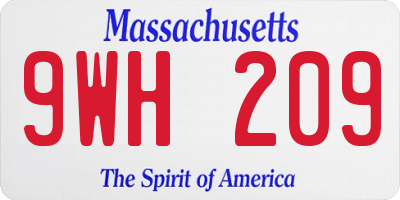 MA license plate 9WH209