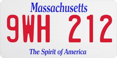 MA license plate 9WH212