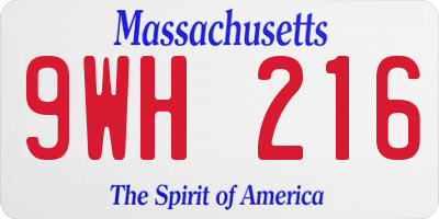 MA license plate 9WH216