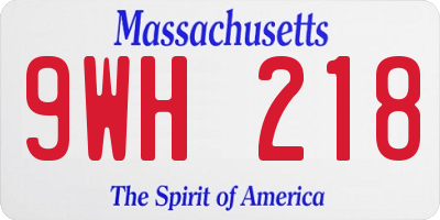 MA license plate 9WH218
