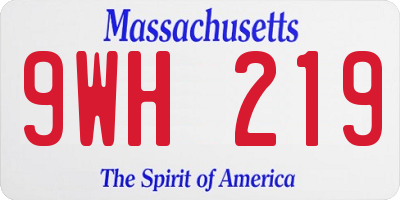 MA license plate 9WH219