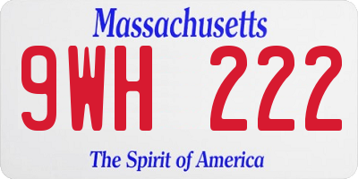 MA license plate 9WH222