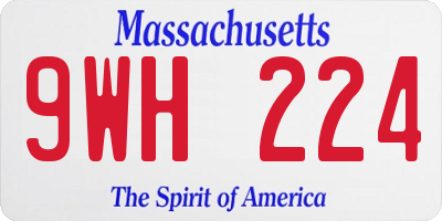 MA license plate 9WH224