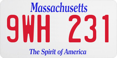 MA license plate 9WH231