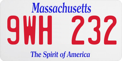 MA license plate 9WH232