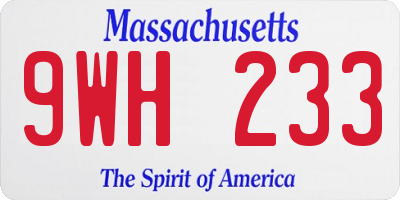MA license plate 9WH233