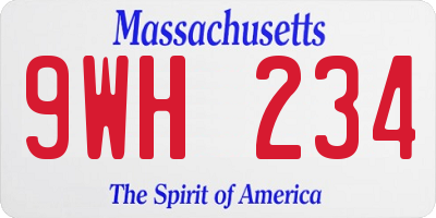 MA license plate 9WH234