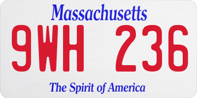 MA license plate 9WH236