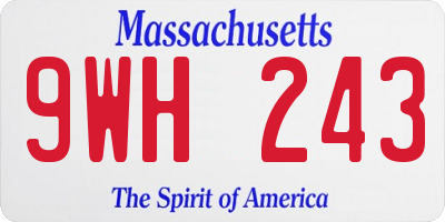 MA license plate 9WH243