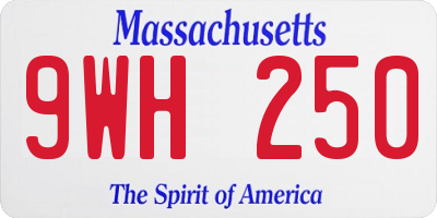 MA license plate 9WH250