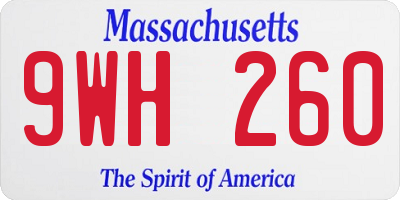 MA license plate 9WH260