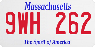 MA license plate 9WH262