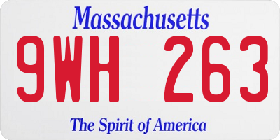 MA license plate 9WH263