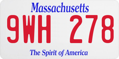 MA license plate 9WH278