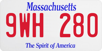 MA license plate 9WH280
