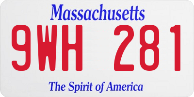 MA license plate 9WH281