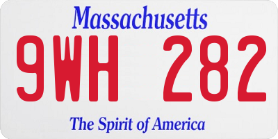 MA license plate 9WH282