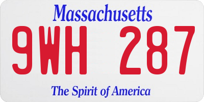 MA license plate 9WH287
