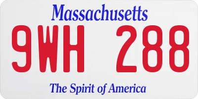 MA license plate 9WH288