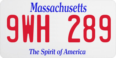 MA license plate 9WH289
