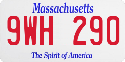MA license plate 9WH290