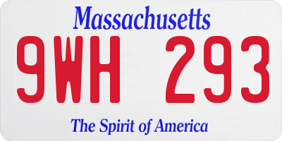 MA license plate 9WH293