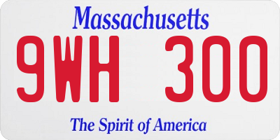 MA license plate 9WH300